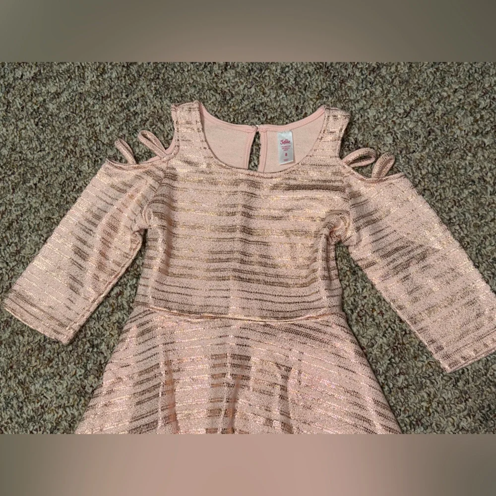 Girls size 8‎ Justice Shimmering Pink Striped Dress, fantasy, princess, dress up
